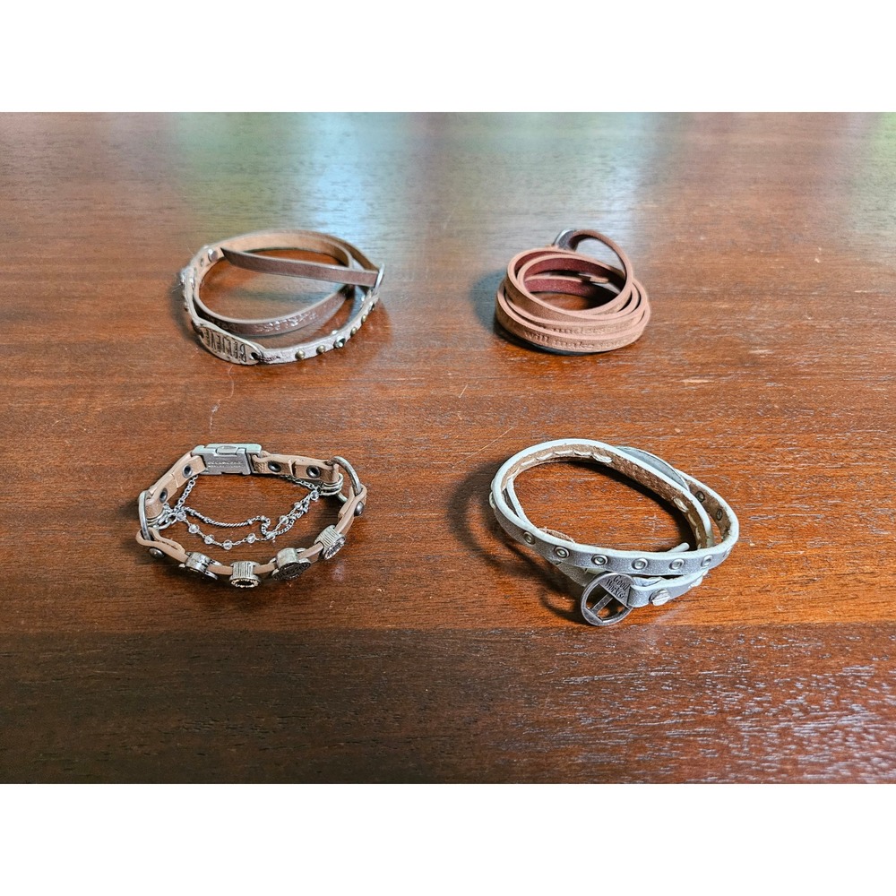 Good Works Leather Wrap Bracelet Bundle Womens Brown Tan Metallic Inspirational